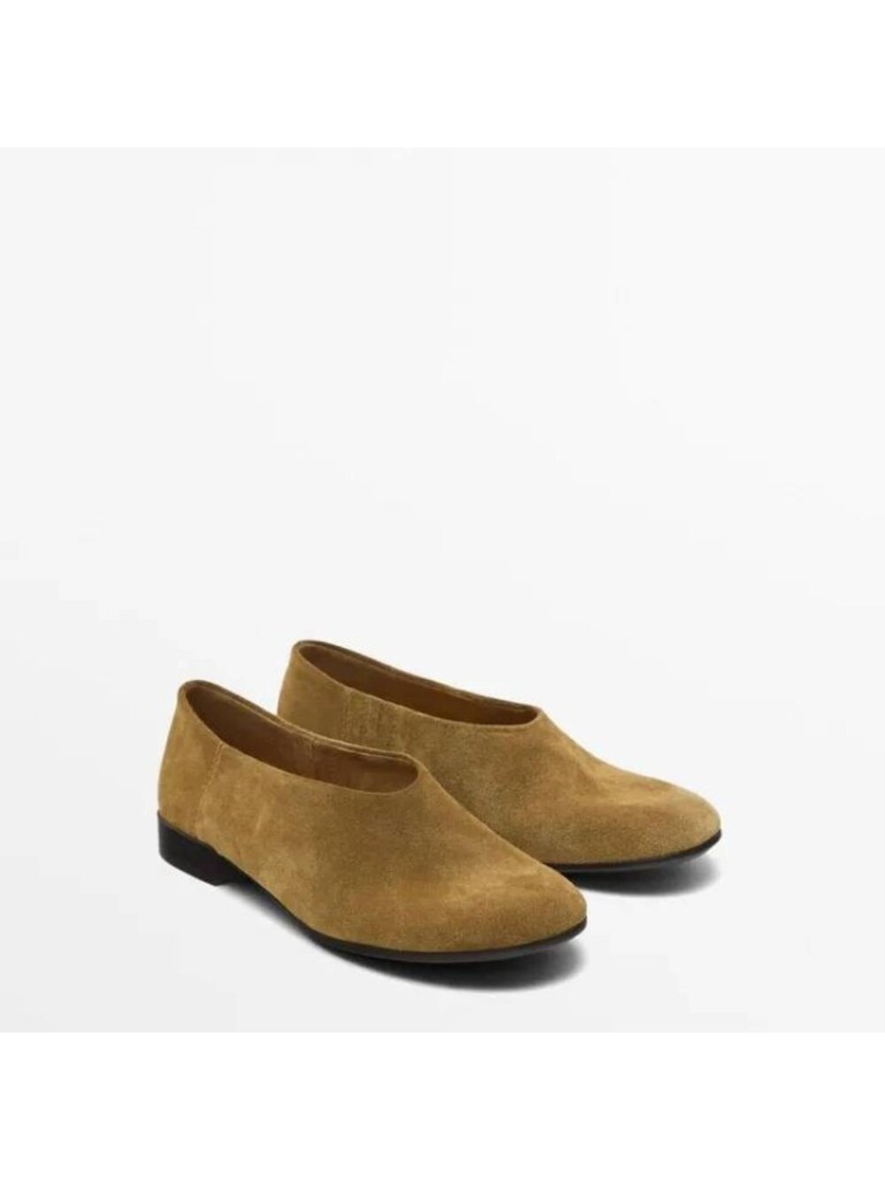 Massimo Dutti Womens Suede Ballet Flats Tan EU 42 US 11 1532/550 NWOB